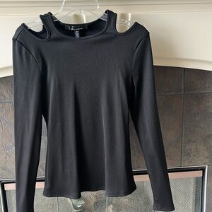 WHBM NWOT Black cold-shoulder top